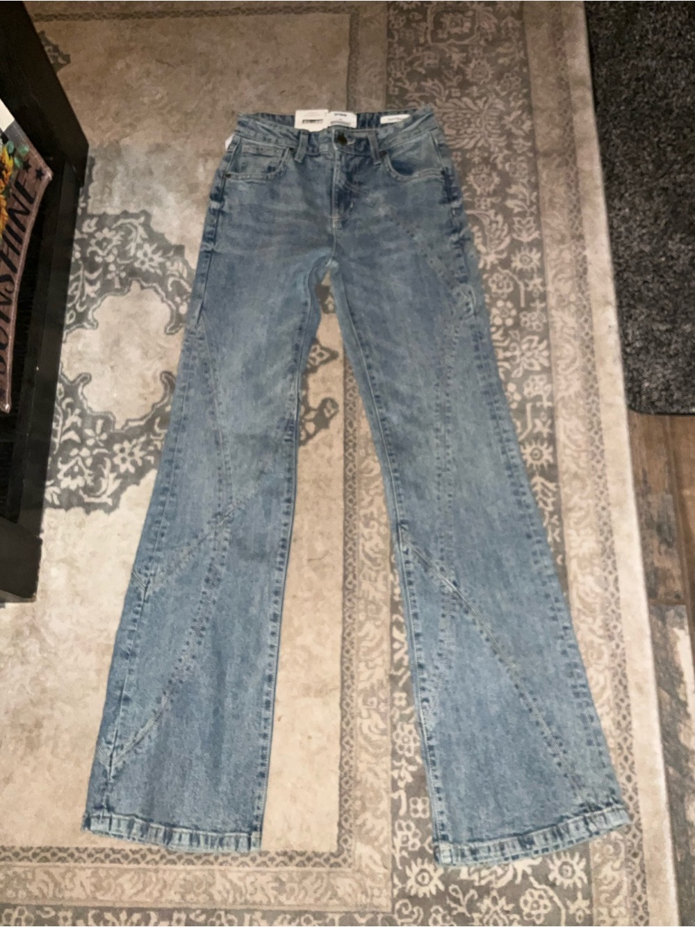Cotton On Light Blue Flared Wide-Leg Jeans 24
